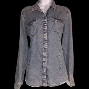 Cute Denim Button Down Top